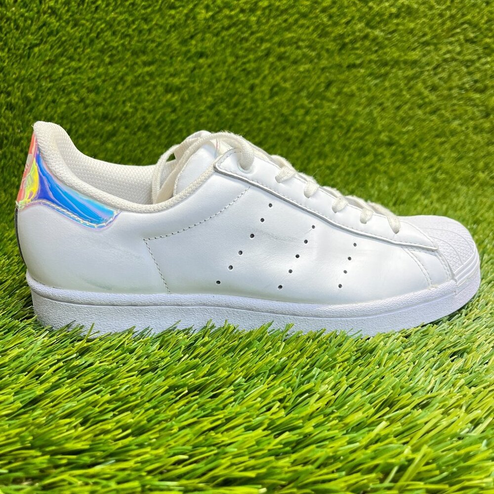 Adidas Superstar White Iridescent Boys Size 5Y Athletic Leather Shoes Sneakers